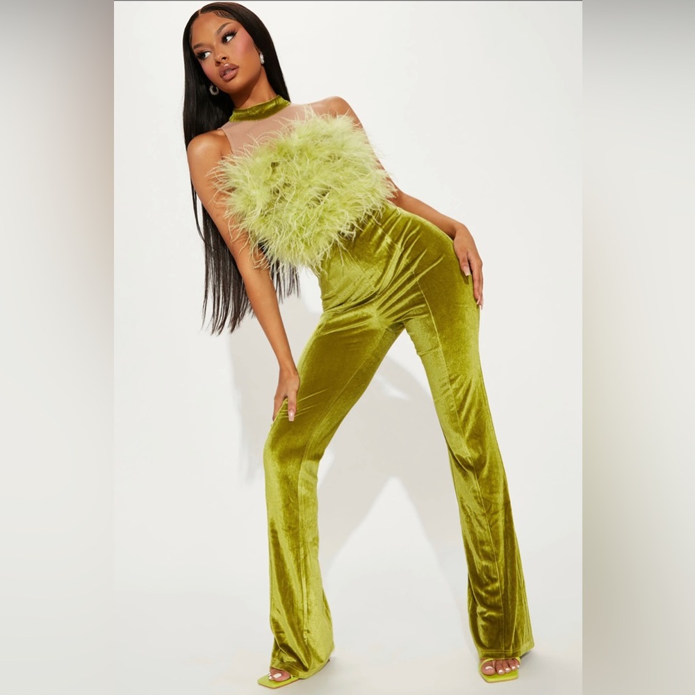 New with Tags!! Velvet Studio 54 style jumpsuit in Chartreuse